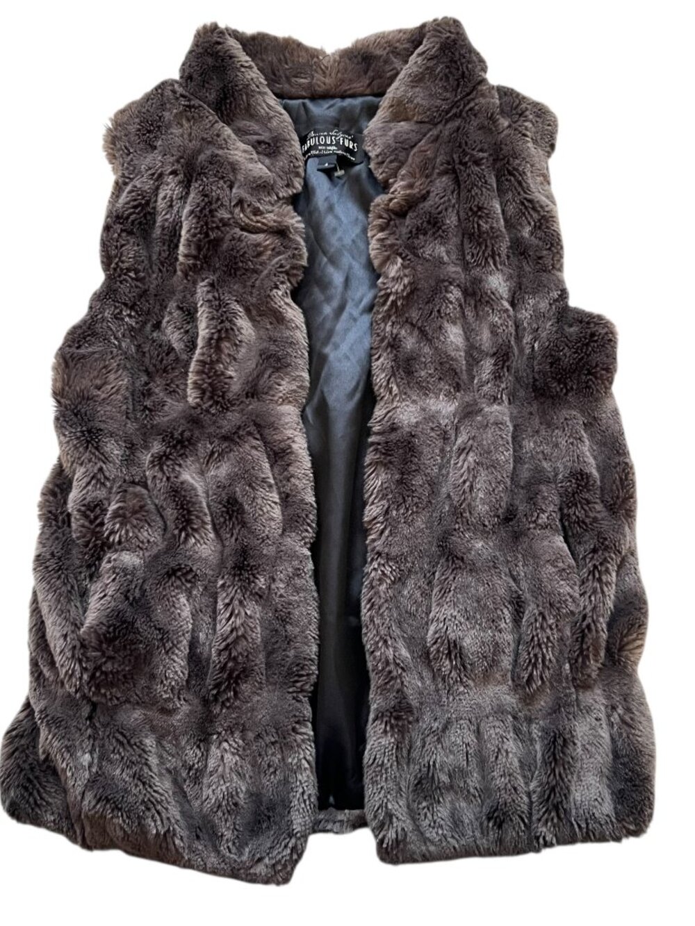 Donna Salyers Fabulous Furs vest brown faux fur small